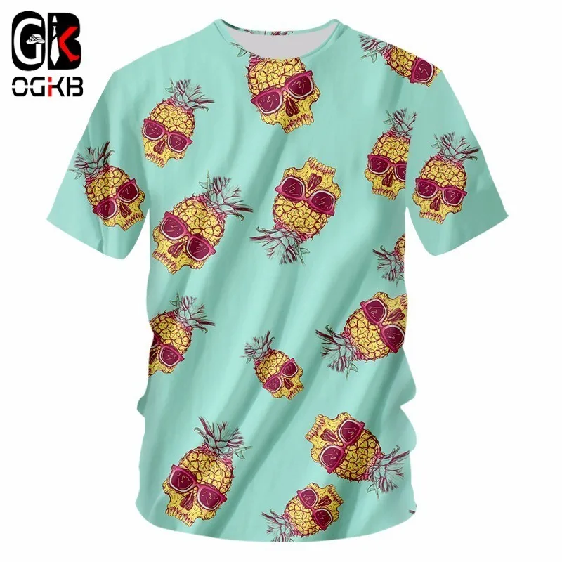 

OGKB Hot Sale Men/womens 3d T-shirts Print Pineapple With Glasses Unisex Short Sleeve O Neck Hiphop Punk Tshirt Casual Tee Shirt