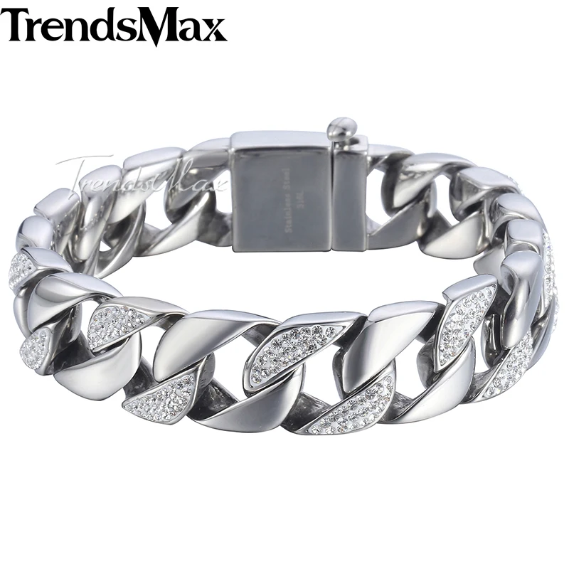 CZ Miami Curb Link Chain Men's Bracelets Hip Hop Silver 316L Stainless Steel Bracelet For Male Jewelry Dropshipping 15mm KHB467A
CZ Miami Curb Link Chain Men's Bracelets Hip Hop Silver 316L Stainless Steel Bracelet For Male Jewelry Dropshipping 15mm KHB467A
