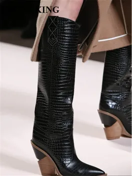 EMMA KING New Brand Design Snake Print Horse Heel Knee-High Boots Women Sexy Slip-On Pointy Toe Stage Dress Party Women Booties
EMMA KING New Brand Design Snake Print Horse Heel Knee-High Boots Women Sexy Slip-On Pointy Toe Stage Dress Party Women Booties