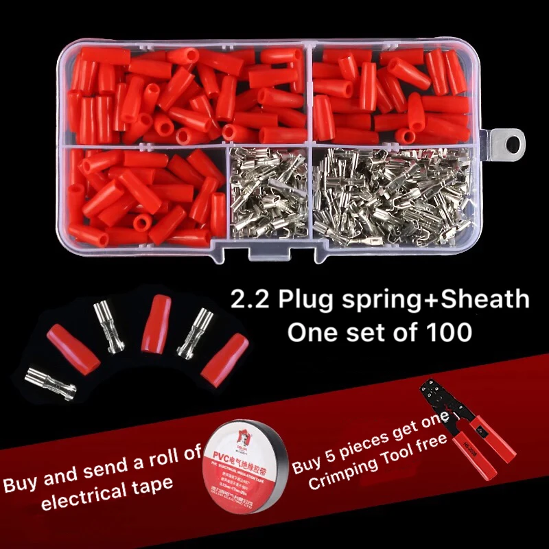Copper connector cold-pressed terminal block 2.2MM plug spring connector wire ear terminal connector
Copper connector cold-pressed terminal block 2.2MM plug spring connector wire ear terminal connector