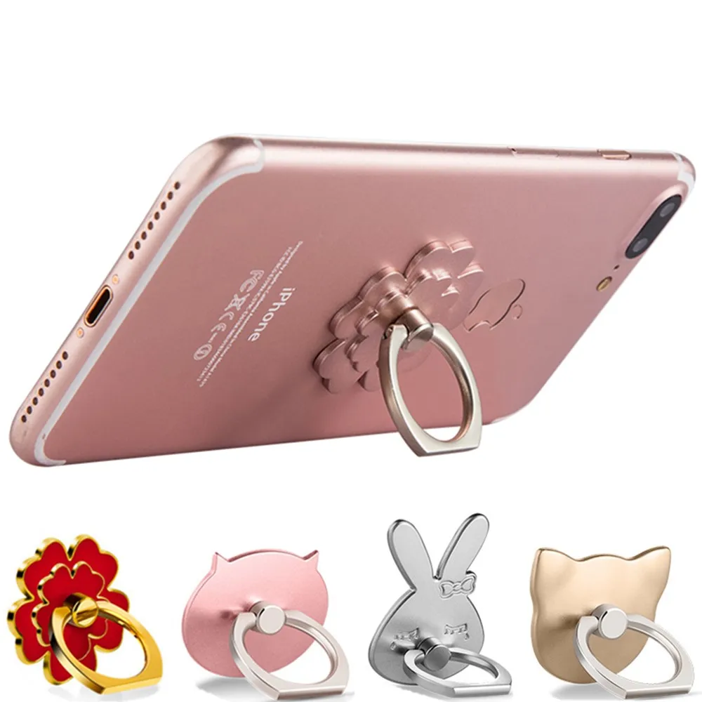 Довольно Цветок розовый Кот свинья телефон кольцо для iPhone 7 8 Plus подставка X XS XR Max 6