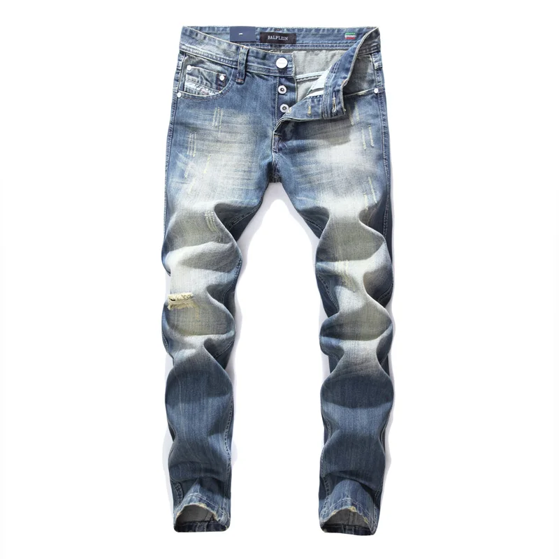 Italian Designer Fashion Men Jeans Blue Color Vintage Retro Wash Slim Fit Ripped Jeans Men Balplein Brand Jeans Men Cotton Pants
Italian Designer Fashion Men Jeans Blue Color Vintage Retro Wash Slim Fit Ripped Jeans Men Balplein Brand Jeans Men Cotton Pants