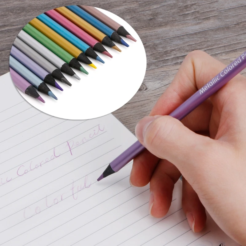 12 Metallic Colored Pencil Non-toxic Pencils for Drawing Sketching Set Stationery
12 Metallic Colored Pencil Non-toxic Pencils for Drawing Sketching Set Stationery