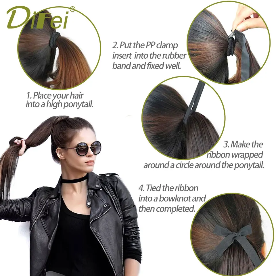 DIFEI Synthetic Women Claw on Ponytail Clip in Hair Extensions Curly Style Pony Tail Hairpiece Black Brown Blonde Hairstyles 6