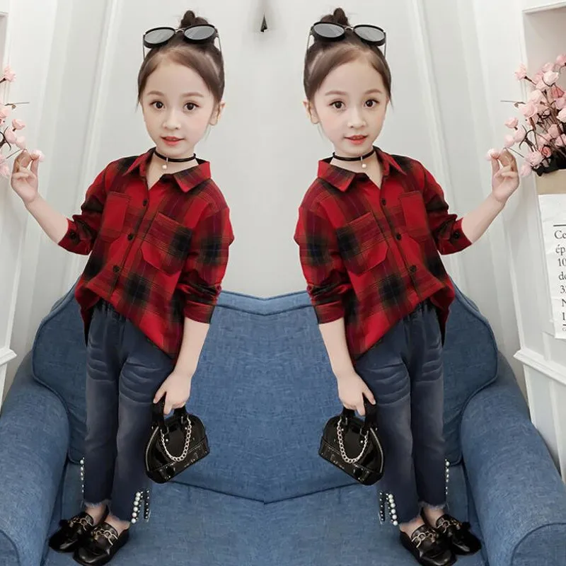 Children Clothing Autumn Girls Shirts Plaid Long Sleeve Tops Teenager School Shirt Kids Clothes 4 5 6 7 8 9 10 11 12 Years Old
Children Clothing Autumn Girls Shirts Plaid Long Sleeve Tops Teenager School Shirt Kids Clothes 4 5 6 7 8 9 10 11 12 Years Old