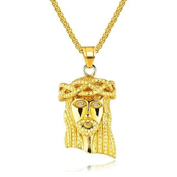 Men's Metal Stainless Steel Cathlic Christian Necklace Gold Jesus Piece Pendant Hip Hop Religious Jewelry Gold Face of Christ
Men's Metal Stainless Steel Cathlic Christian Necklace Gold Jesus Piece Pendant Hip Hop Religious Jewelry Gold Face of Christ
