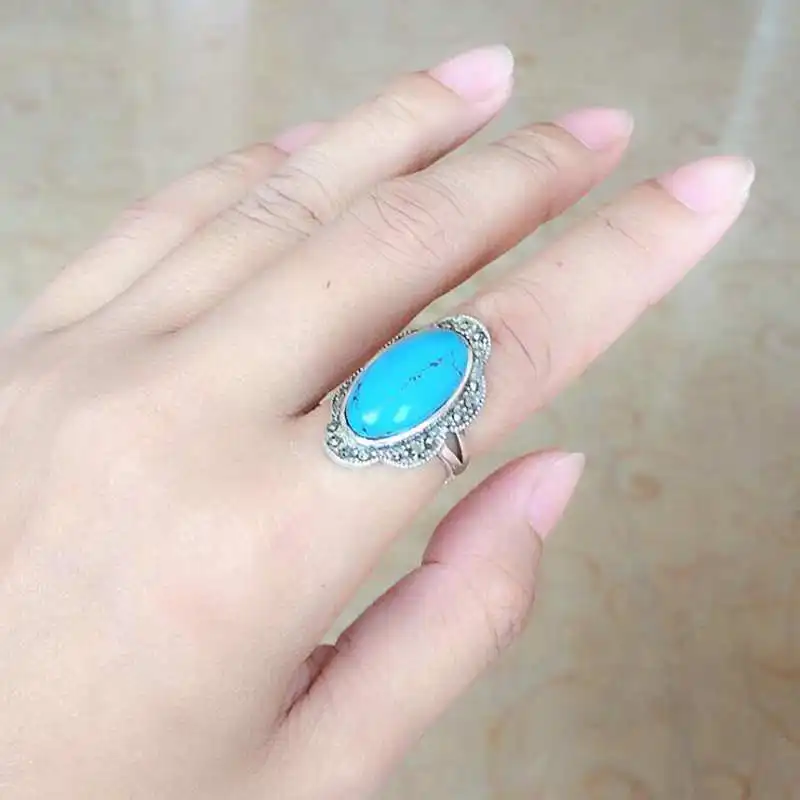 Ruifan Bohemia Oval Blue Turquoise Rings for Women Ladys Vintage 925 Sterling Silver Ring for Girls Fine Jewelry Gift YRI112
Ruifan Bohemia Oval Blue Turquoise Rings for Women Ladys Vintage 925 Sterling Silver Ring for Girls Fine Jewelry Gift YRI112