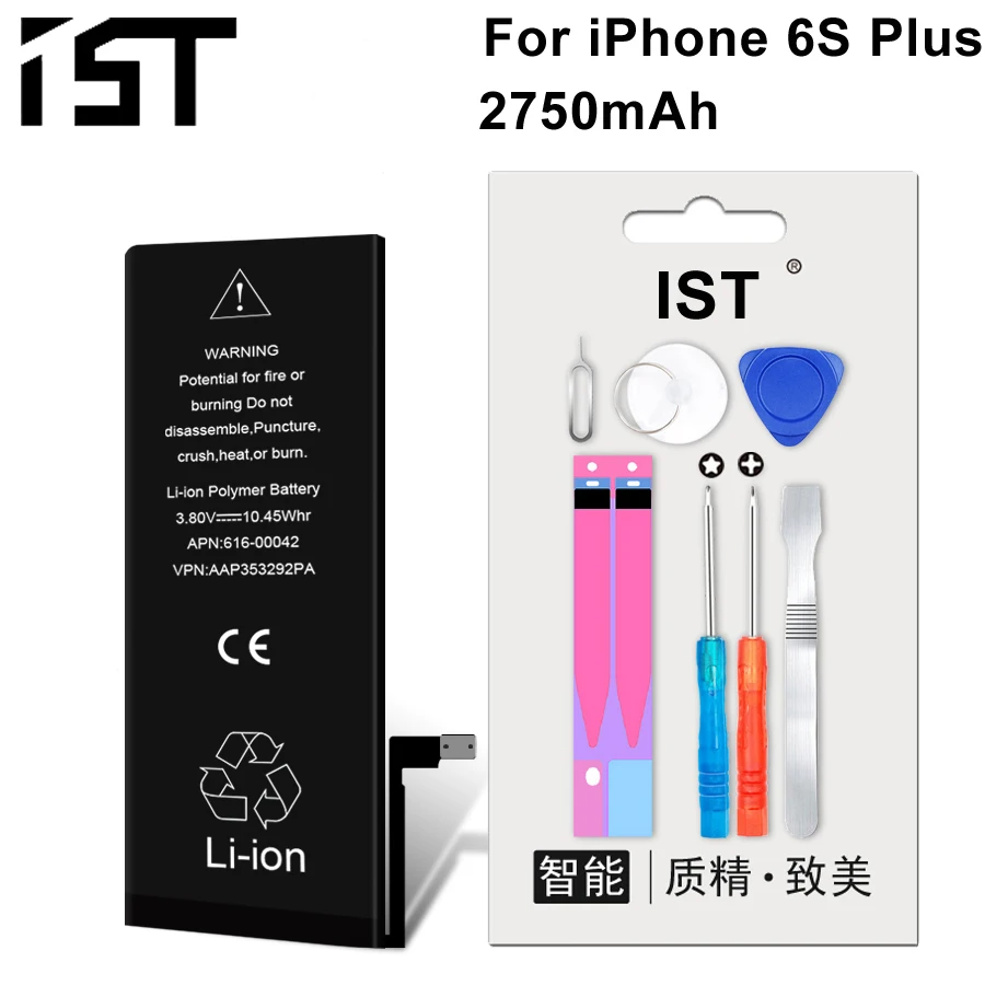 2019 IST Phone Battery For iPhone 6S Plus Battery Real Capacity 2750mAh Battery 0 Cycle Replacement Batteries With Repair Tools
2019 IST Phone Battery For iPhone 6S Plus Battery Real Capacity 2750mAh Battery 0 Cycle Replacement Batteries With Repair Tools