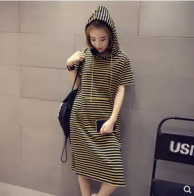 Dress vestidos 2019 summer women ropa mujer robe femme plus size dress striped casual loose hooded female knee-length dress
Dress vestidos 2019 summer women ropa mujer robe femme plus size dress striped casual loose hooded female knee-length dress