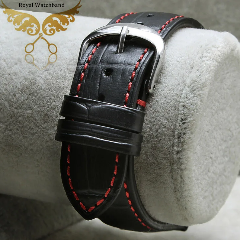 New Arrival 18mm 19mm 20mm 22mm Genuine Leather Black Croco Grain Red Stitch Watch Band Strap Silver Depolyment Steel Buckle
New Arrival 18mm 19mm 20mm 22mm Genuine Leather Black Croco Grain Red Stitch Watch Band Strap Silver Depolyment Steel Buckle