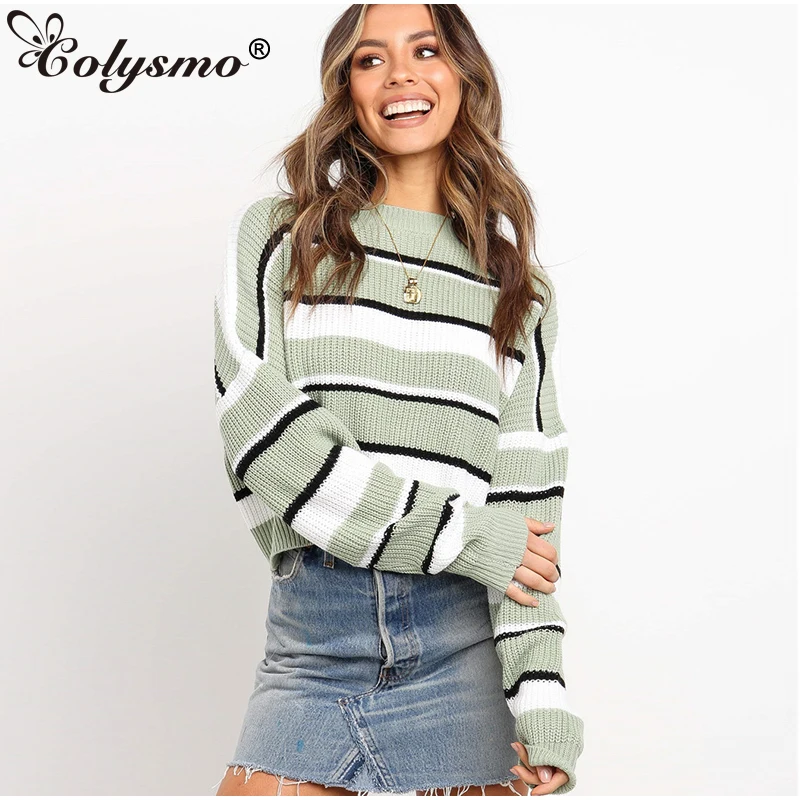 Colysmo Contrast Color Striped Sweater 2019 New Winter O-neck Long Sleeve Loose Jumper Women Sweaters Casual Warm Knitwear Green
Colysmo Contrast Color Striped Sweater 2019 New Winter O-neck Long Sleeve Loose Jumper Women Sweaters Casual Warm Knitwear Green