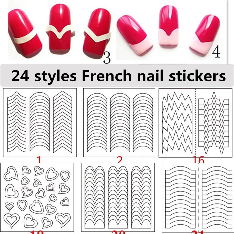 24 Styles Nails Sticker Stencil Tips Guide French Swirls Manicure Nail Art Decals Form Fringe DIY Sencil 3D Styling Beauty Tools
24 Styles Nails Sticker Stencil Tips Guide French Swirls Manicure Nail Art Decals Form Fringe DIY Sencil 3D Styling Beauty Tools