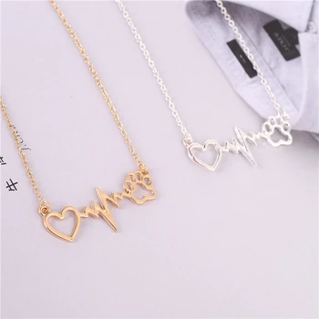 30pcs/lot New Fashion Heart-shaped Dog Paw Print Heartbeat ECG Necklace Jewelry.Unique Cute Animal Paw Accessories
30pcs/lot New Fashion Heart-shaped Dog Paw Print Heartbeat ECG Necklace Jewelry.Unique Cute Animal Paw Accessories