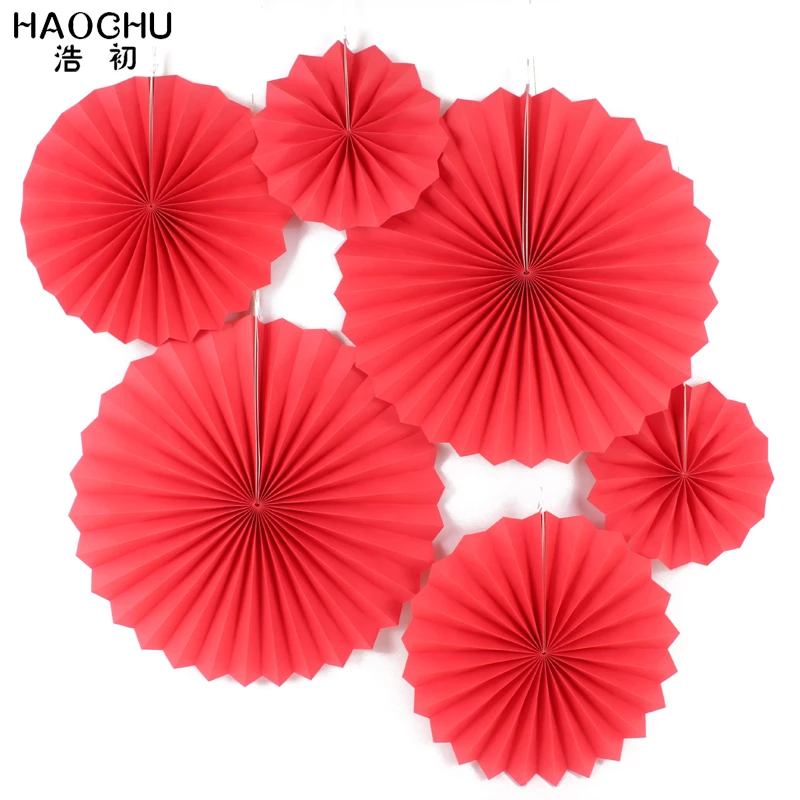 HAOCHU 6 шт./лот 8 "12" 16 "Красный веера из папиросной бумаги Цветы DIY День