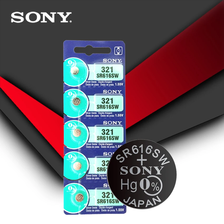 5pcs Sony 100% Original 321 SR616SW 1.55V Silver Oxide Watch Battery SR616SW 321 Button Coin Cell MADE IN JAPAN
5pcs Sony 100% Original 321 SR616SW 1.55V Silver Oxide Watch Battery SR616SW 321 Button Coin Cell MADE IN JAPAN