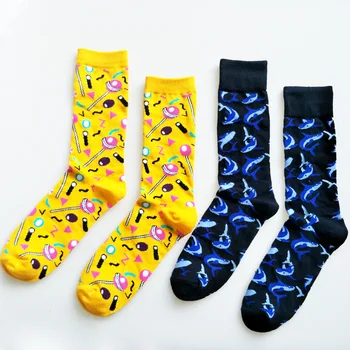 

Happy socks new lollipop blue dolphin sweat breathable cotton jacquard men socks perfect quality clothing cool socks Skarpetki