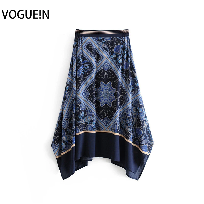 VOGUEIN New Womens Summer Beach Ethnic Floral Print Blue Asymmetrical Midi Skirt Wholesale
VOGUEIN New Womens Summer Beach Ethnic Floral Print Blue Asymmetrical Midi Skirt Wholesale