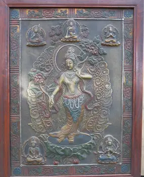 32" Tibet copper wood handwork Buddhism Tara Tangka five buddha Sculpture Statue
32" Tibet copper wood handwork Buddhism Tara Tangka five buddha Sculpture Statue