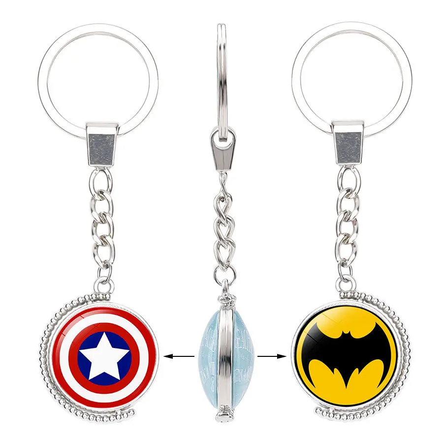 New double side captain America batman keychains marvel iron man green lantern key rings rotable superman spiderman keychains
New double side captain America batman keychains marvel iron man green lantern key rings rotable superman spiderman keychains