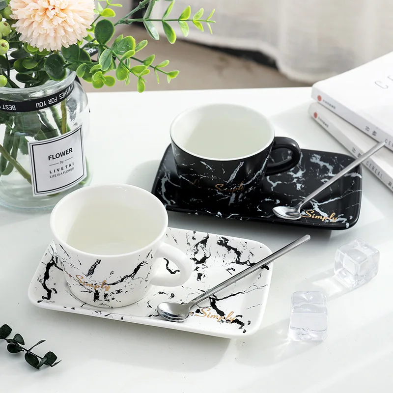 250ml Marble Veins Ceramic Coffee Mug Set Fashion Office Business Tea Mugs with Spoon and Tray Travel Tumbler Cup for Gift
250ml Marble Veins Ceramic Coffee Mug Set Fashion Office Business Tea Mugs with Spoon and Tray Travel Tumbler Cup for Gift
