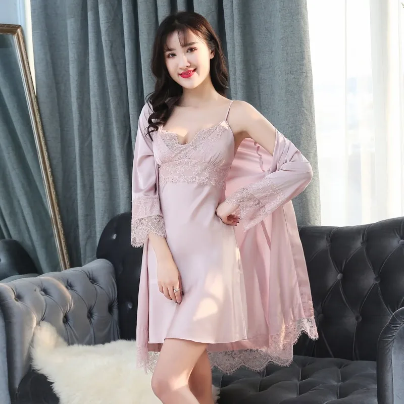 MECHCITIZ 2019 Women Silk Robe Gown Sets Sexy Lace Sleep Lounge Pijamas Ladies Summer Nightwear Bathrobe Night Dress Femme Robe
MECHCITIZ 2019 Women Silk Robe Gown Sets Sexy Lace Sleep Lounge Pijamas Ladies Summer Nightwear Bathrobe Night Dress Femme Robe
