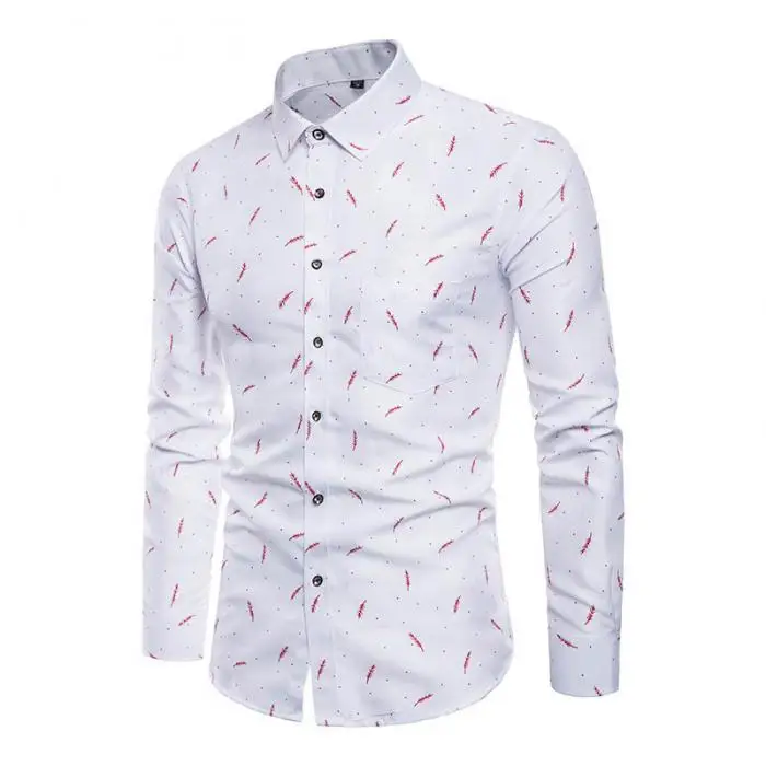 Men's Shirt Lapel Long Sleeve Printing Casual Slim Gift For Business Party Dating XIN-Shipping Men's Shirt Lapel Long Sleeve Printing Casual Slim Gift For Business Party Dating XIN-Shipping