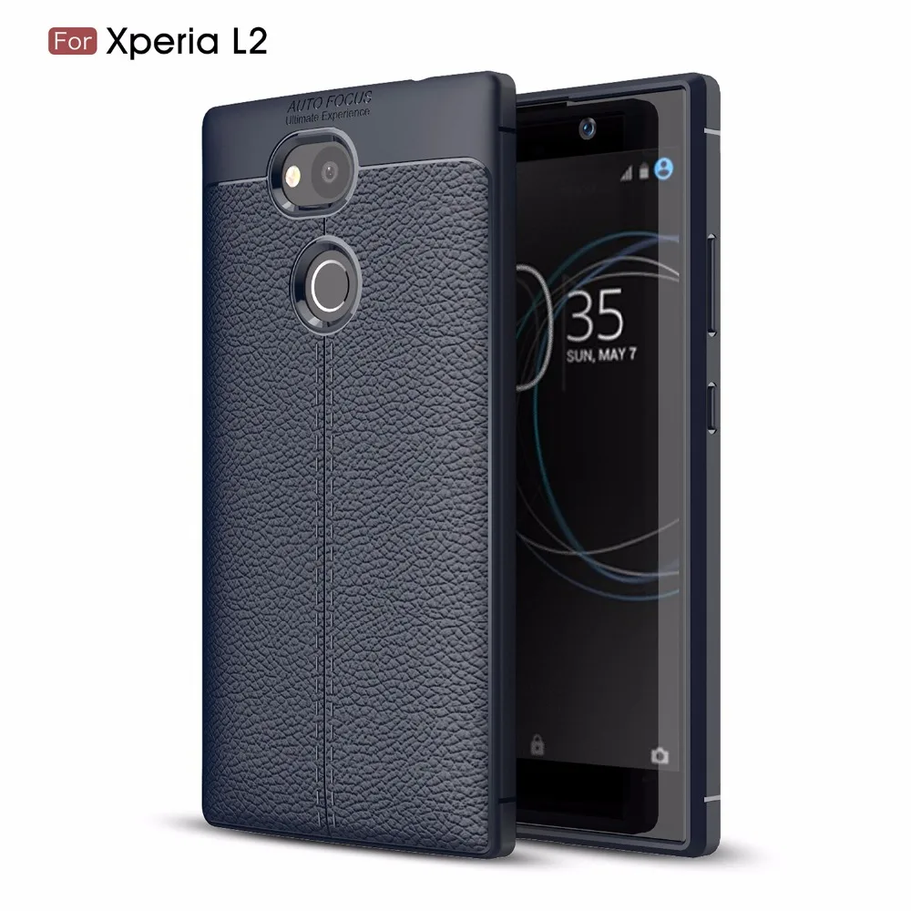 Telefoon-Case-Voor-Sony-Xperia-L2-Cover-Litchi-Patroon-Cases-Soft-TPU-Wolfsay-Case-Voor-Sony