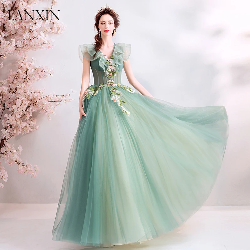 2020 3D Floral Flower Long Prom Dresses Robe de Soiree Sexy V Neck Floor Length Tulle Women Evening Dresses abendkleider
2020 3D Floral Flower Long Prom Dresses Robe de Soiree Sexy V Neck Floor Length Tulle Women Evening Dresses abendkleider