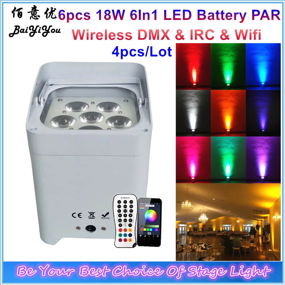Colorful Background Up Lighting 6x18w 6 In 1 LED Battery&Wireless DMX&IRC&Wifi Phone App Par Light For Party Wedding Decoration
Colorful Background Up Lighting 6x18w 6 In 1 LED Battery&Wireless DMX&IRC&Wifi Phone App Par Light For Party Wedding Decoration