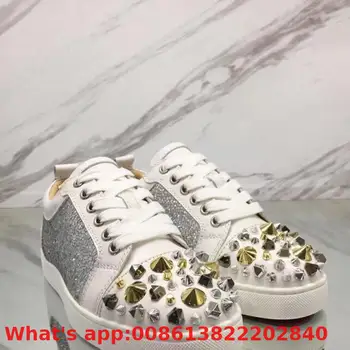 Lace-up Red Bottoms Shoes Low-cut For Men Rhinestone Diamond Leather Shaped Rivet Casual Lovers Sneakers Flat Loafers
Lace-up Red Bottoms Shoes Low-cut For Men Rhinestone Diamond Leather Shaped Rivet Casual Lovers Sneakers Flat Loafers