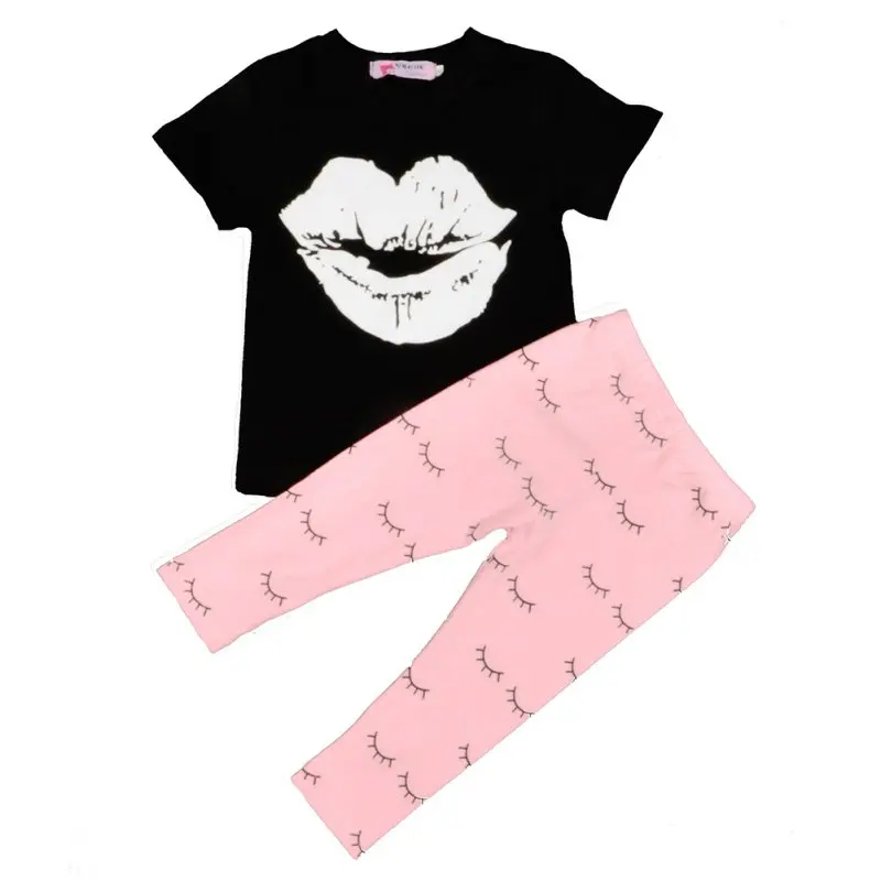Newest Summer Baby Girls Clohing Suits Lip Pattern T-shirt +Eyelash Print Pants Newborn Outfit Set DH
Newest Summer Baby Girls Clohing Suits Lip Pattern T-shirt +Eyelash Print Pants Newborn Outfit Set DH