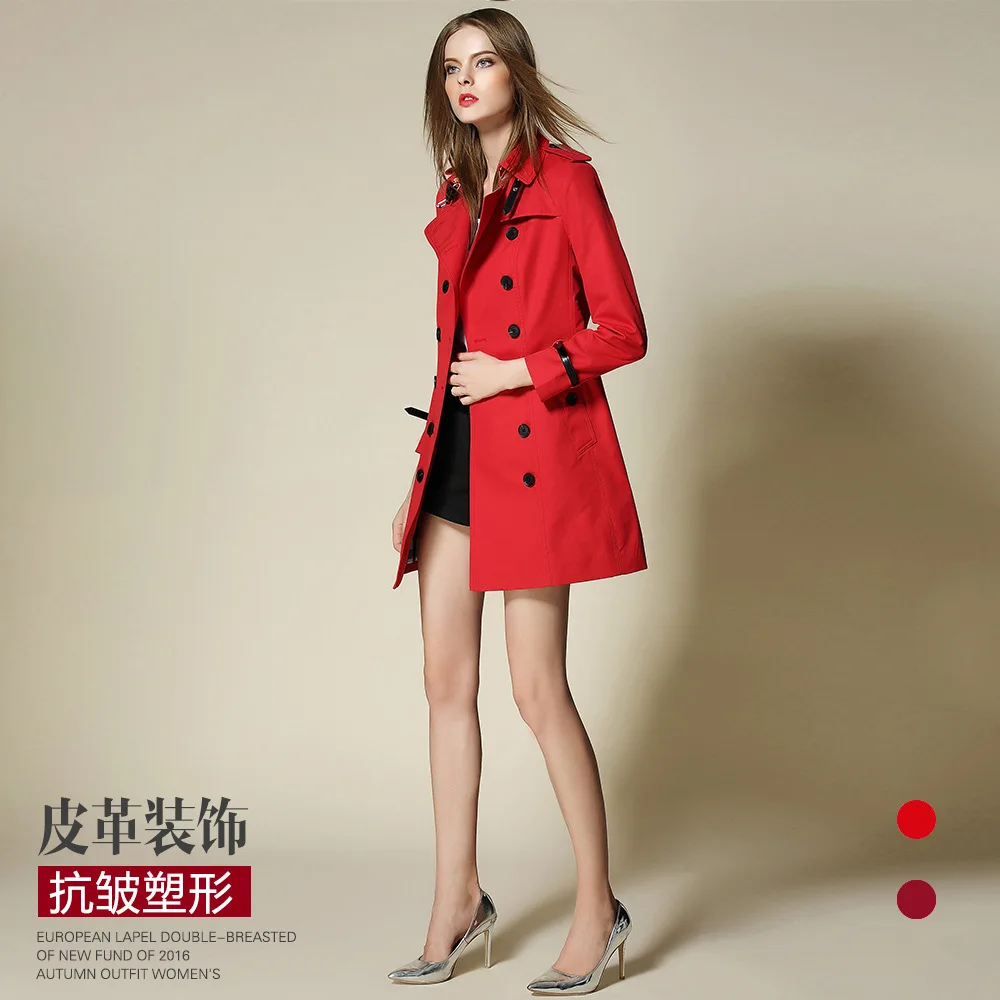 2018 Spring Autumn Clothing Red And Purple Color Lady Long Windbreak Double Breasted Slim Women Trench Coat
2018 Spring Autumn Clothing Red And Purple Color Lady Long Windbreak Double Breasted Slim Women Trench Coat