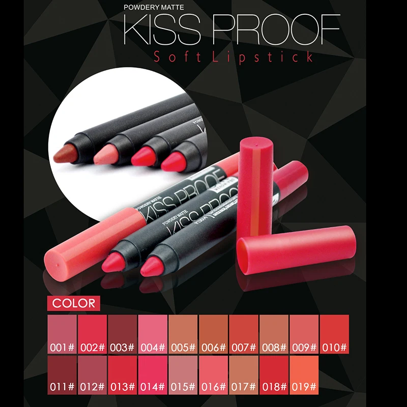 19 Colors KISS PROOF Explosion Sexy Beauty Waterproof Lipstick Pen Does Not Fade Non-Stick Cup Lipstick 1Pcs Pencil Sharpener
19 Colors KISS PROOF Explosion Sexy Beauty Waterproof Lipstick Pen Does Not Fade Non-Stick Cup Lipstick 1Pcs Pencil Sharpener
