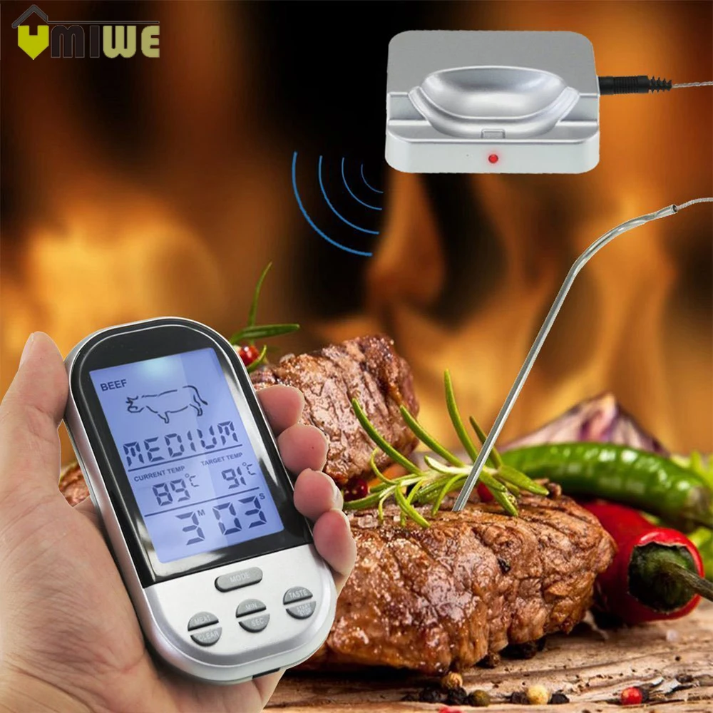 

Household BBQ Thermometers Wireless Digital Oven And Grill Meat Cooking Remote Kitchen Thermometer And Timer With Long Probe