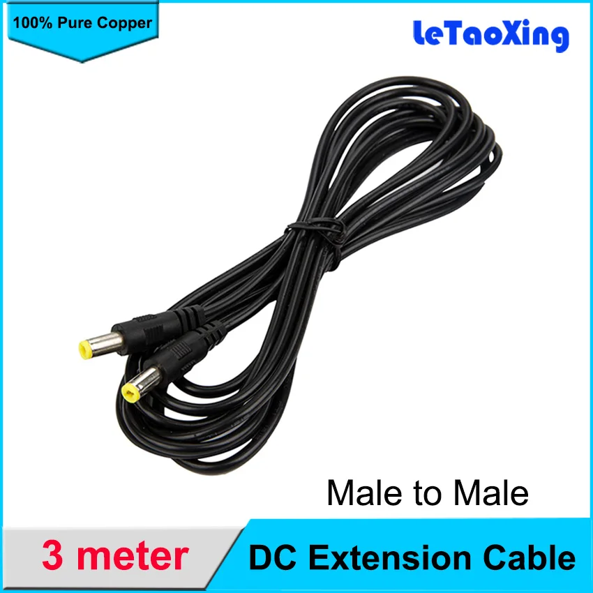 DC Power Extension Cable Male to Male Plug Jack Cable Adapter 3M 10FT M-M Extension Cord Connector
DC Power Extension Cable Male to Male Plug Jack Cable Adapter 3M 10FT M-M Extension Cord Connector