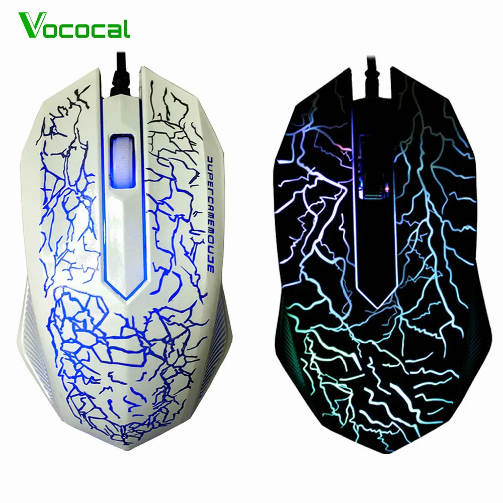 Vococal Fashion Cool USB Wired 3 Buttons Optical Mouse with Backlit Breathe LED Light for PC Desktop Laptop Gaming Working | Компьютеры и