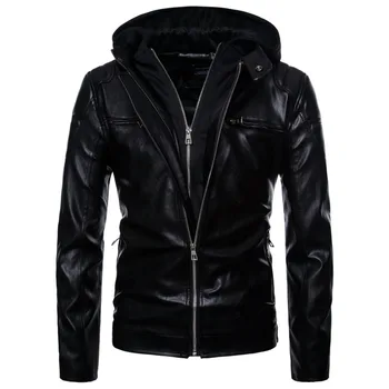 High Quality Men Hooded Jacket And Coat Autumn Casual Leather Sleeve Slim Outerwear Coat Men Zipper Coat Masculino Jackets Coats
High Quality Men Hooded Jacket And Coat Autumn Casual Leather Sleeve Slim Outerwear Coat Men Zipper Coat Masculino Jackets Coats