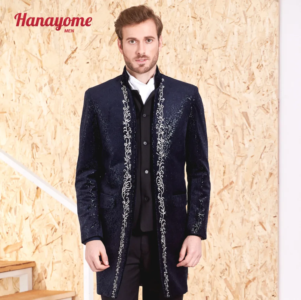 Hanayome Men's Shining Navy Suis 2017 Fashional Formal Blazer Suit Set with Golden Embroidery (Jacket+Waistcoat+Trousers) SI83
Hanayome Men's Shining Navy Suis 2017 Fashional Formal Blazer Suit Set with Golden Embroidery (Jacket+Waistcoat+Trousers) SI83
