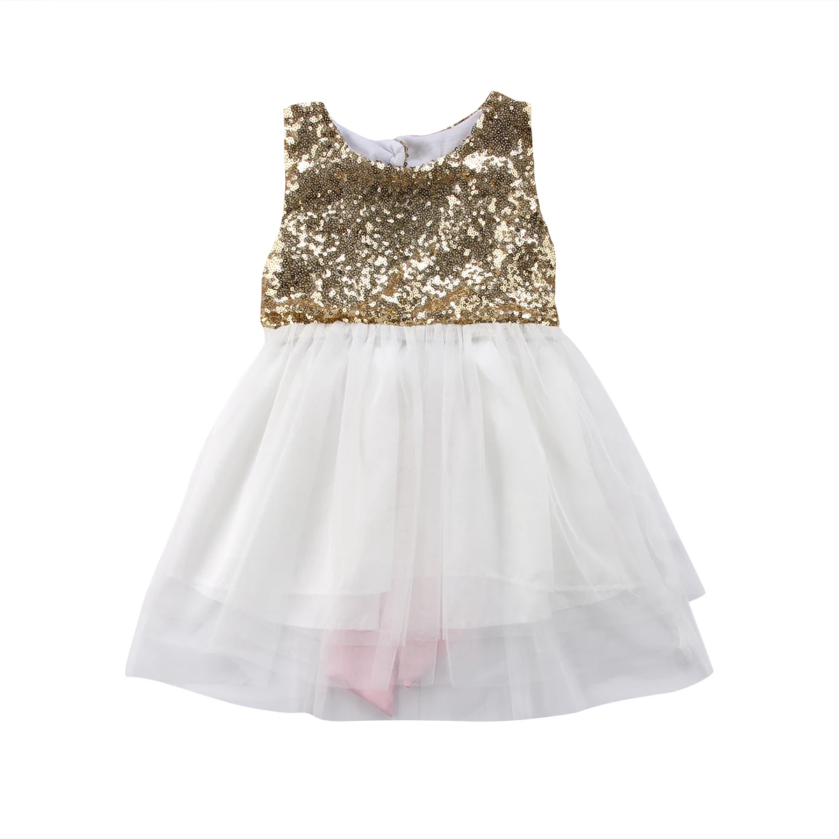 Emmababy платье для маленьких девочек с блестками без рукавов лоскутное кружевное