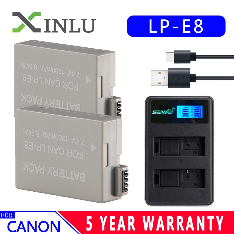 LPE8 LP-E8 LP E8 1200mAh Digital Camera Battery + USB Charger for Canon EOS 550D 600D 650D 700D X4 X5 X6i X7i T2i Batteries Set
LPE8 LP-E8 LP E8 1200mAh Digital Camera Battery + USB Charger for Canon EOS 550D 600D 650D 700D X4 X5 X6i X7i T2i Batteries Set