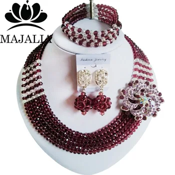 Majalia Fashion Nigeria Wedding African Beads Jewelry Set Dark purple and Clear ab Crystal Necklace Bridal Jewelry Sets 5XC019
Majalia Fashion Nigeria Wedding African Beads Jewelry Set Dark purple and Clear ab Crystal Necklace Bridal Jewelry Sets 5XC019