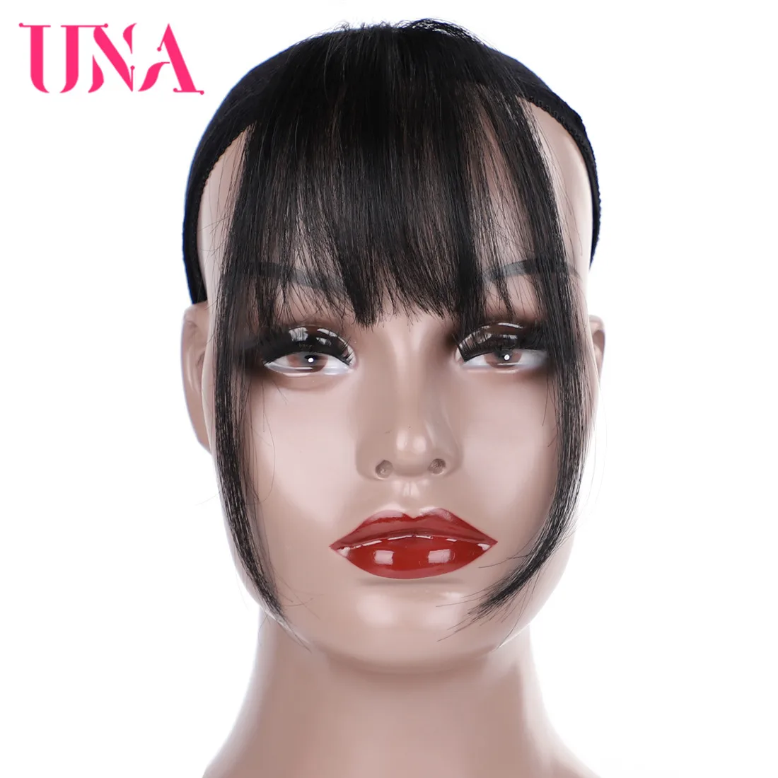 

UNA 6" Short See-Through Front Bangs Clip in Bang Fringe Brazilian Hair Extensions Straight Natural Human Hair Extension Bangs