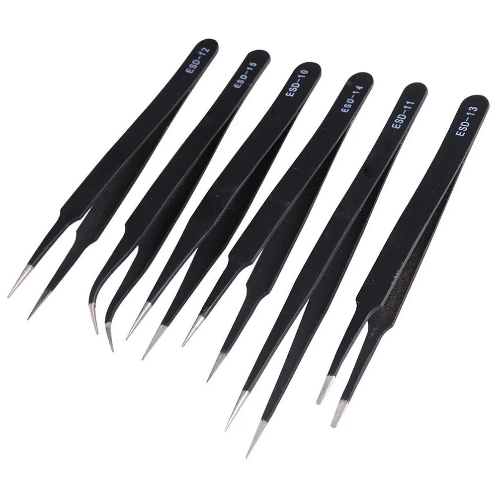 6Pcs/Set Stainless Steel Tweezers Anti-static Electronic Components Tweezers Corrosion Resistant Maintenance Repair Tools
6Pcs/Set Stainless Steel Tweezers Anti-static Electronic Components Tweezers Corrosion Resistant Maintenance Repair Tools