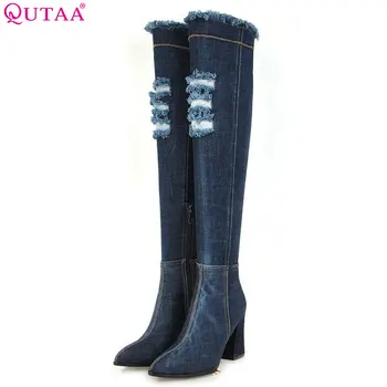 QUTAA 2020 Women Over The Knee High Boots Denim Fashion Women Shoes Platform Winter Shoes Women Motorcycle Boots Big Size 34-43
QUTAA 2020 Women Over The Knee High Boots Denim Fashion Women Shoes Platform Winter Shoes Women Motorcycle Boots Big Size 34-43