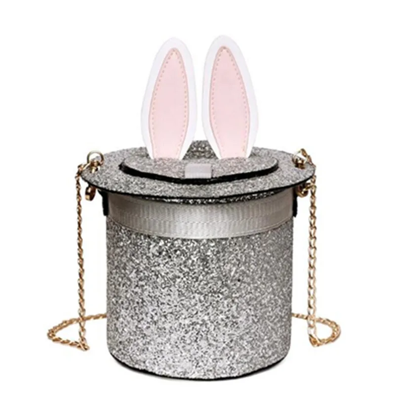 

Cute Sequins Bunny Ears Fashion Bucket Style Ladies Shoulder Bag Tote Crossbody Mini Messenger Bag Chain Purse Bolsa Casual Bag