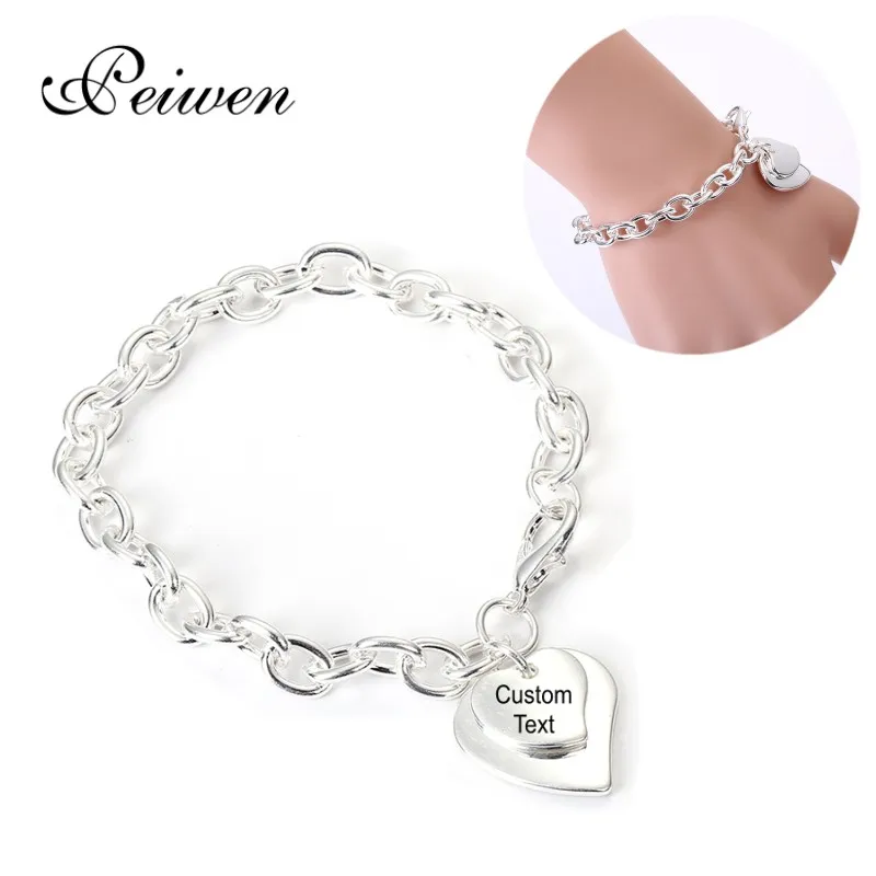Custom Two Heart Pendant Bracelet Stainless Steel Silver Color For Women Men Bracelets Personalized Custom Name Date Jewelry
Custom Two Heart Pendant Bracelet Stainless Steel Silver Color For Women Men Bracelets Personalized Custom Name Date Jewelry