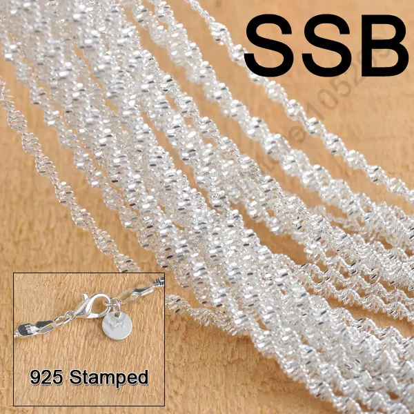 

10Pcs 18" 925 Sterling Silver Needle Jewelry Double Water Wave Necklace Chains Set Lobster Clasps For Pendant