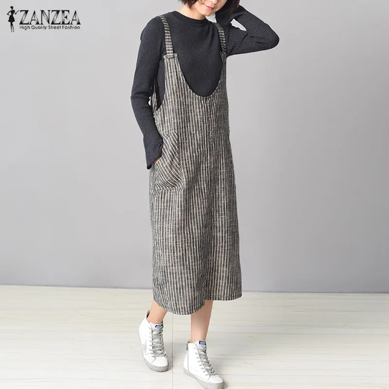 ZANZEA 2019 Summer Midi Dress Women Suspender Dress Strappy Striped Vestidos Female Split Pockets Dungarees Casual Sundress 5XL
ZANZEA 2019 Summer Midi Dress Women Suspender Dress Strappy Striped Vestidos Female Split Pockets Dungarees Casual Sundress 5XL