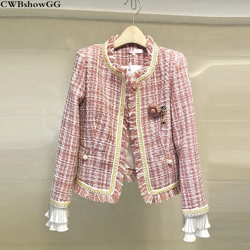 CWBshowGG Spring luxury runway fashion tweed ladies small fragrance short tassel beading patchwork round neck jacket female
CWBshowGG Spring luxury runway fashion tweed ladies small fragrance short tassel beading patchwork round neck jacket female