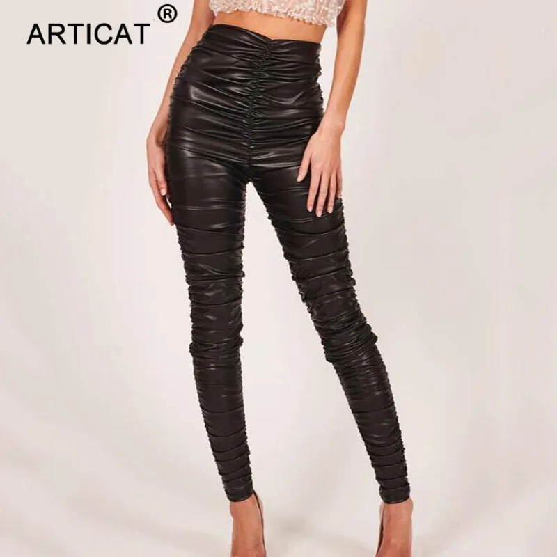Articat Black High Waist PU Leather Pencil Pants Women Pleated Elastic Bodycon Autumn Trousers Women Streetwear Skinny Leggings
Articat Black High Waist PU Leather Pencil Pants Women Pleated Elastic Bodycon Autumn Trousers Women Streetwear Skinny Leggings